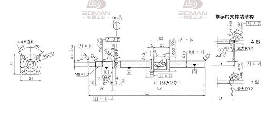 KURODA GP1002DS-EAFR-0210B-C3S 日本黑田丝杆