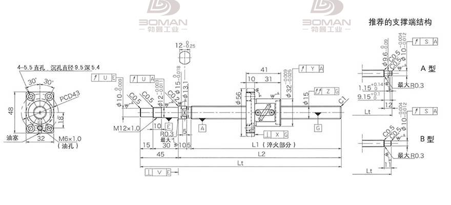 KURODA GP1504DS-BALR-0600B-C3F 黑田标准滚珠丝杠型号